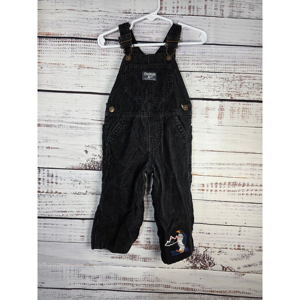 Oshkosh blk Overalls w/ embroidered penguin size 12 months baby boy